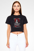 Fight Club (Tyler Durden) Baskılı Siyah Crop Top Kadın Tişört - Tshirt