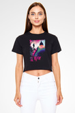 Fight Club (Tyler Durden) Baskılı Siyah Crop Top Kadın Tişört - Tshirt