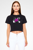 Fight Club (Tyler Durden) Baskılı Siyah Crop Top Kadın Tişört - Tshirt