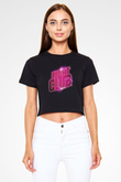 Fight Club (Tyler Durden) Baskılı Siyah Crop Top Kadın Tişört - Tshirt