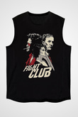 Fight Club (Tyler Durden) Baskılı Unisex Siyah Kolsuz Tişört - Tshirt
