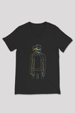 Fight Club (Tyler Durden) Baskılı Unisex Siyah V Yaka Tişört - Tshirt