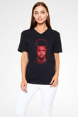 Fight Club (Tyler Durden) Baskılı Unisex Siyah V Yaka Tişört - Tshirt