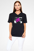 Fight Club (Tyler Durden) Baskılı Unisex Siyah V Yaka Tişört - Tshirt