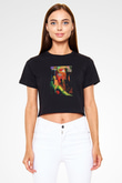 Figür Siyah Crop Top Tişört