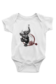 Fil Baskılı Beyaz Unisex Bebek Body - Zıbın