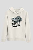 Fil Beyaz Unisex Kapşonlu Sweatshirt