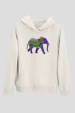 Fil Beyaz Unisex Kapşonlu Sweatshirt