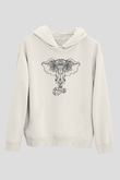 Fil Beyaz Unisex Kapşonlu Sweatshirt