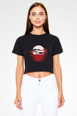 Fil Siyah  Crop Top Tişört
