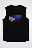 Filipinler - Philippines Bayrağı Baskılı Unisex Siyah Kolsuz Tişört