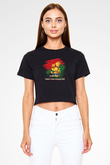 Filistin Baskılı Siyah Crop Top Kadın Tişört - Tshirt