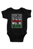 Filistin Baskılı Unisex Siyah Bebek Body - Zıbın