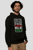 Filistin Baskılı Unisex Siyah Kapüşonlu Sweatshirt