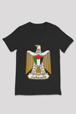 Filistin Baskılı Unisex Siyah V Yaka Tişört - Tshirt