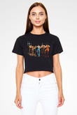 Final Fight Siyah Crop Top Tişört