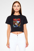 Final Fight Siyah   Crop Top Tişört
