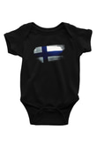 Finlandiya - Finland Bayrağı Baskılı Unisex Siyah Bebek Body - Zıbın