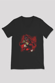 Finn Balor Baskılı Unisex Siyah V Yaka Tişört - Tshirt