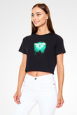 Firefly Siyah  Crop Top Tişört