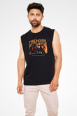 FireHouse Baskılı Unisex Siyah Kolsuz Tişört