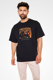 FireHouse Baskılı Unisex Siyah Oversize Tişört