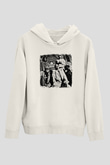 Fishbone Baskılı Unisex Beyaz Hoodie