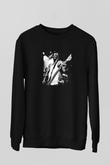 Fishbone Baskılı Unisex Siyah Sweatshirt