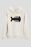 Fishbone Beyaz Unisex Kapüşonlu Sweatshirt