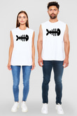 Fishbone Beyaz Unisex Kolsuz Tişört