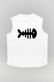 Fishbone Beyaz Unisex Kolsuz Tişört