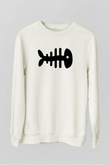 Fishbone Beyaz Unisex Sweatshirt