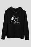 Fishbone Siyah Unisex Kapüşonlu Sweatshirt