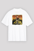 Five Finger Death Punch Baskılı Unisex Beyaz Oversize Tişört