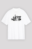 Five Nights At Freddy Baskılı Beyaz Unisex Oversize Tişört - Tshirt