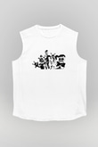 Five Nights At Freddy Baskılı Beyaz Unisex Kolsuz Tişört - Tshirt