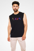Five Nights At Freddy Baskılı Unisex Siyah Kolsuz Tişört - Tshirt