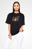 Five Nights At Freddy Baskılı Unisex Siyah Oversize Tişört - Tshirt