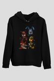 Five Nights At Freddy Baskılı Unisex Siyah Kapüşonlu Sweatshirt