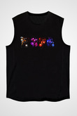 Five Nights At Freddy Baskılı Unisex Siyah Kolsuz Tişört - Tshirt