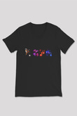 Five Nights At Freddy Baskılı Unisex Siyah V Yaka Tişört - Tshirt