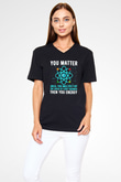 Fizik Atom Baskılı Unisex V Yaka Siyah Tİşört - Tshirt