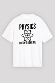 Fizik Atom Modeli Baskılı Unisex Oversize Beyaz Tişört - Tshirt