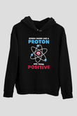 Fizik Atom Proton Pozitif Baskılı Unisex Siyah Hoodie