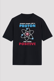 Fizik Atom Proton Pozitif Baskılı Unisex Oversize Tişört - Tshirt