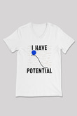 Fizik Potansiyel Enerji Baskılı Unisex V Yaka Beyaz Tişört - Tshirt