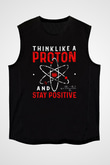 Fizik Proton Pozitif Baskılı Unisex Kolsuz Siyah Tişört - Tshirt