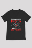 Fizik Proton Pozitif Baskılı Unisex V Yaka Siyah Tİşört - Tshirt