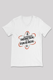 Fizik Teorik Baskılı Unisex V Yaka Beyaz Tişört - Tshirt
