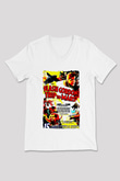 Flash Gordon Beyaz Unisex  V Yaka Tişört